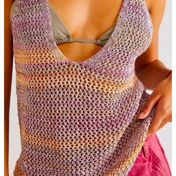 We The Free People Under The Starlight Tank Top S In Sunset Combo Open Back - Picture 2 of 9